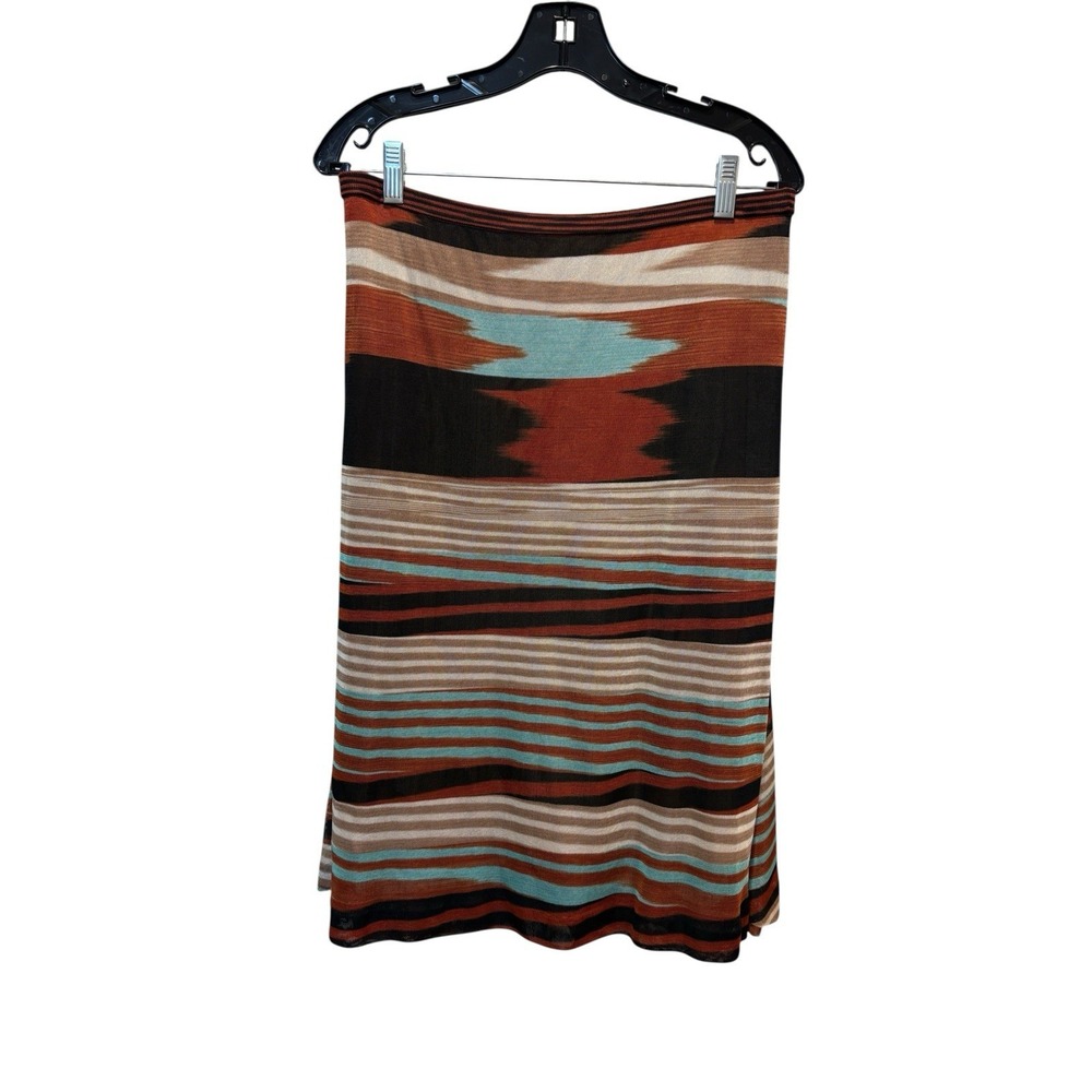 Missoni Italy Knit Skirt Sz 46 Zig Zag Stripe Y2K Designer Boho Festival Luxury